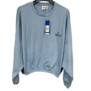 Adidas Originals Ambsky Blue Cropped Sweatshirt XL Women’s‎ NWT Trefoil Logo